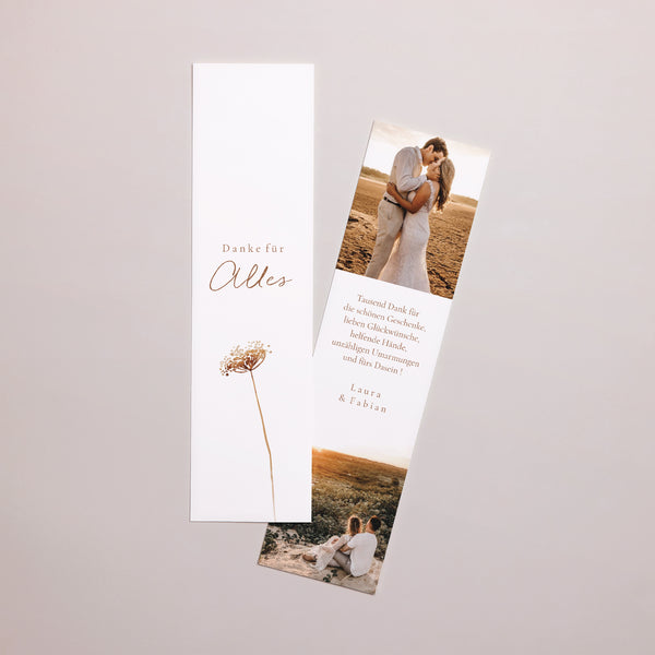 Dankeskarte Hochzeit Lesezeichen ländlich creme schick foto