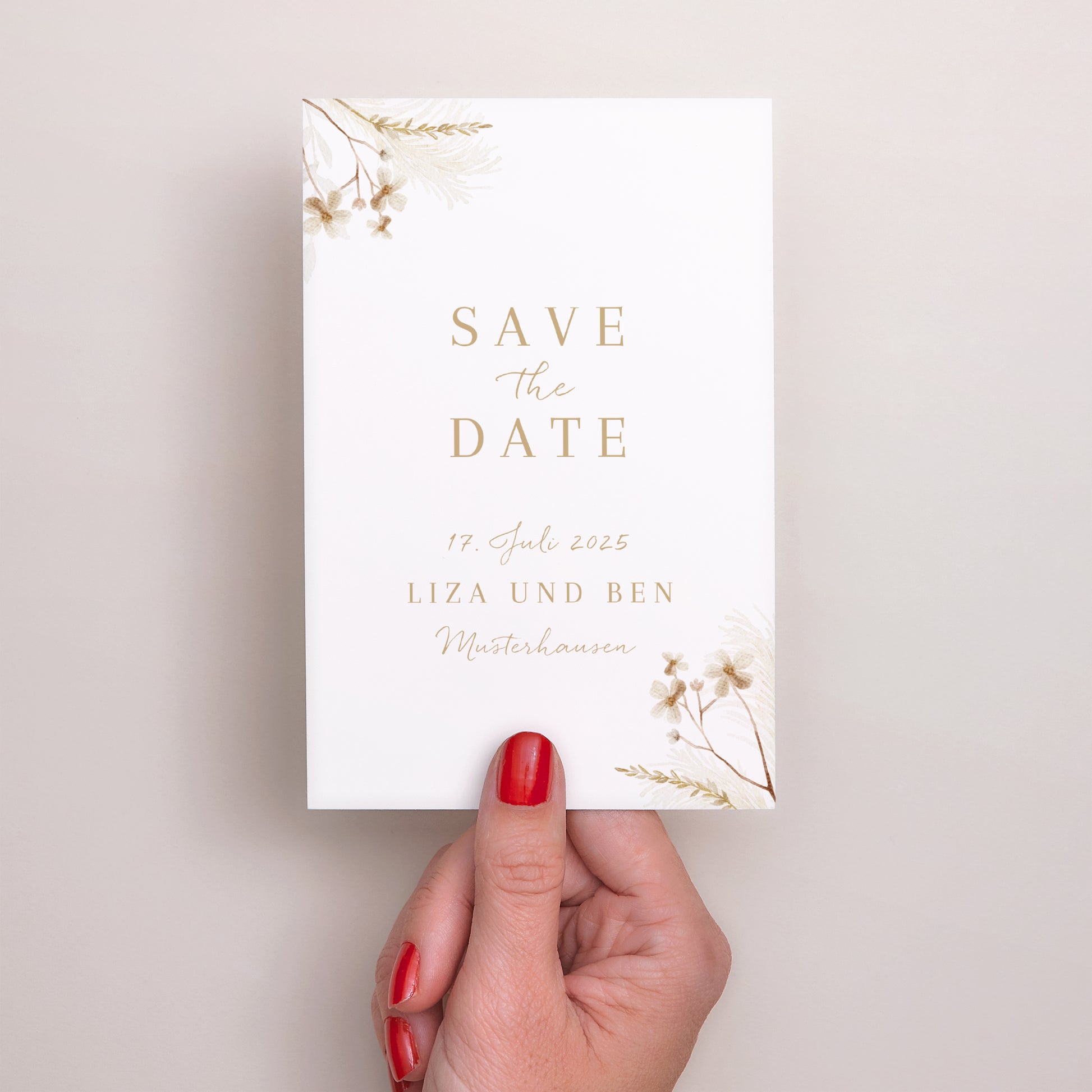 Save the date Karte Hochzeit PortraitPorträt Böhmisch Creme foto N° 2