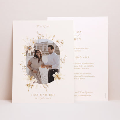 Hochzeitseinladung Porträt Böhmisch Creme foto N° 1
