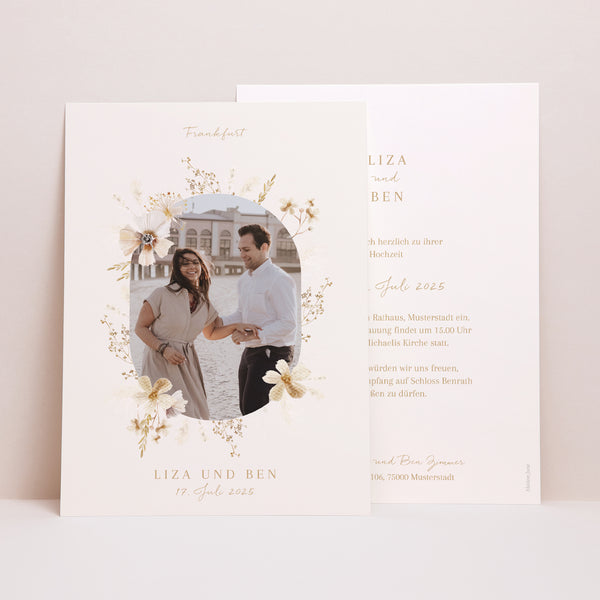 Hochzeitseinladung Porträt Böhmisch Creme foto