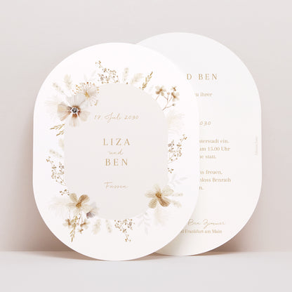 Hochzeitseinladung oval Böhmisch Creme foto N° 1