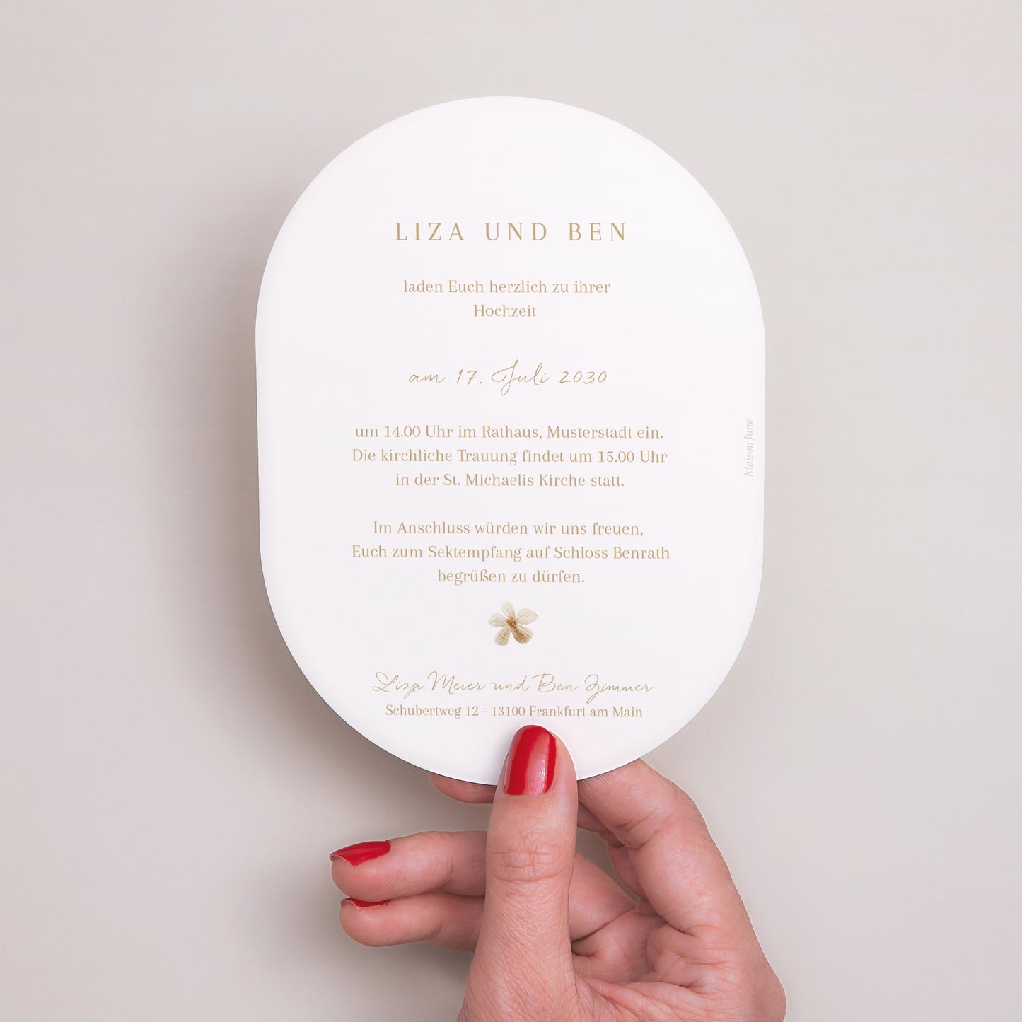 Hochzeitseinladung oval Böhmisch Creme foto N° 3