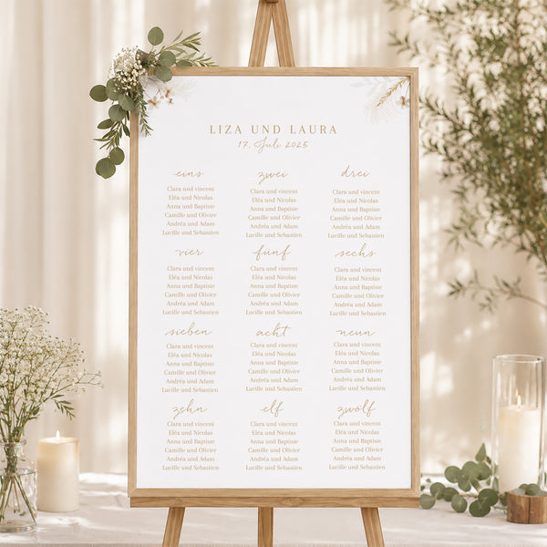 Sitzplan Hochzeit Porträt Böhmisch Creme foto