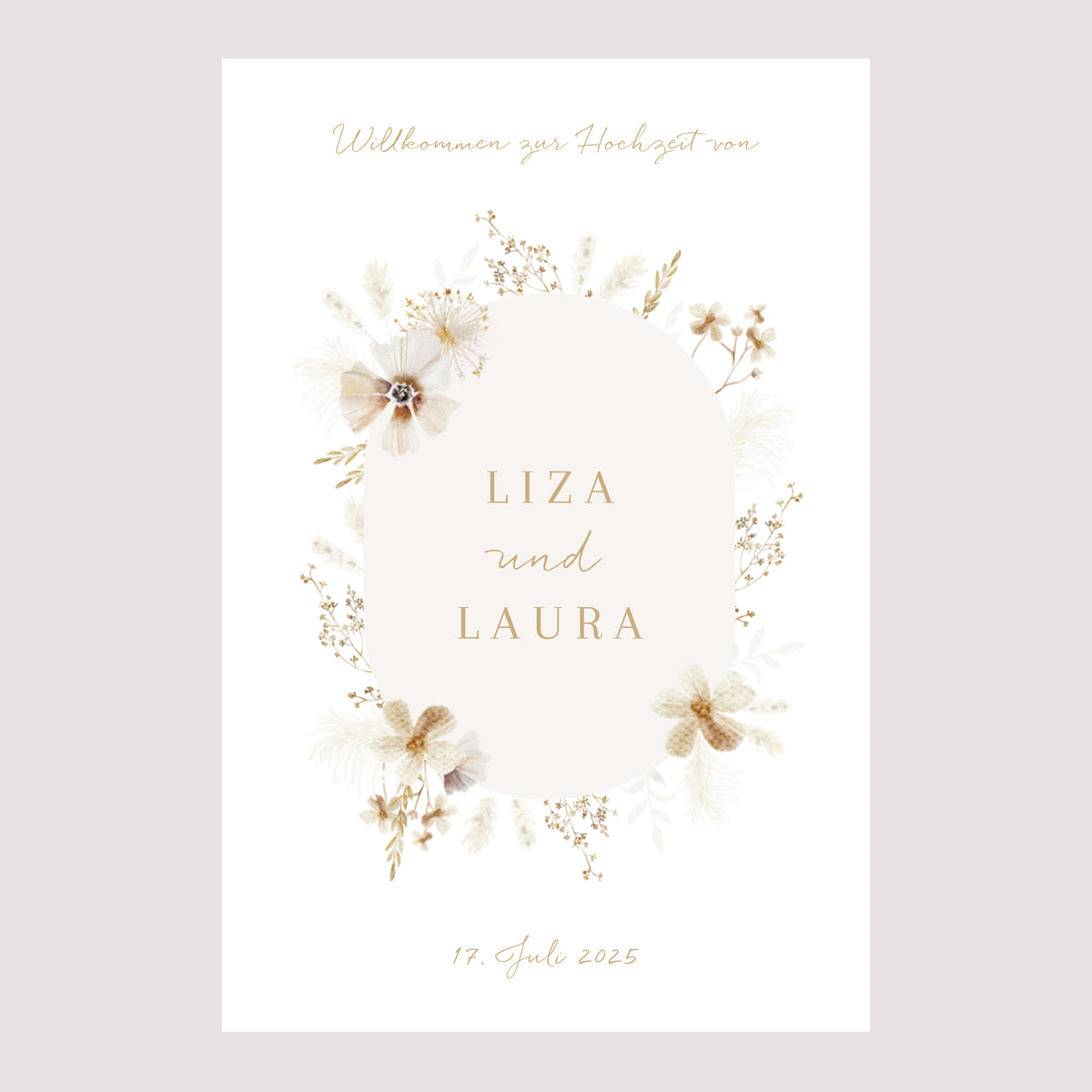 Begrüßungstafel Hochzeit Porträt 60 x 90 cm Böhmisch Creme foto N° 2