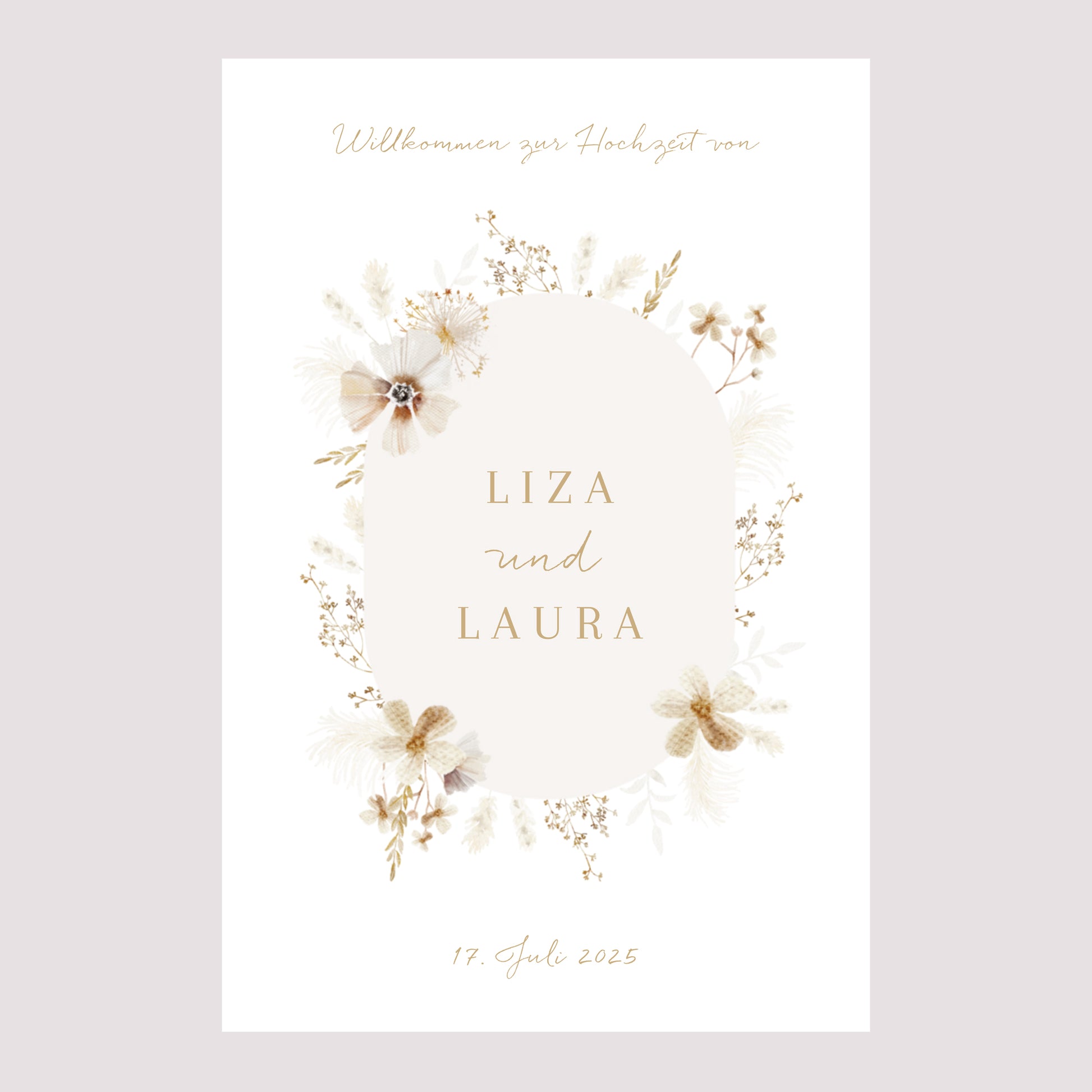 Begrüßungstafel Hochzeit Porträt 60 x 90 cm Böhmisch Creme foto N° 2