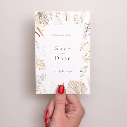 Save the date Karte Hochzeit PortraitPorträt Getrocknete Blumen foto N° 2