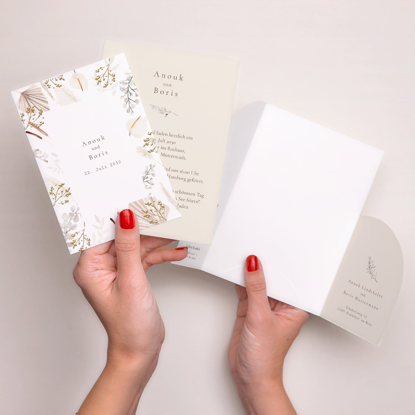 Hochzeitseinladung Hülle für 2 Karten Getrocknete Blumen foto N° 4