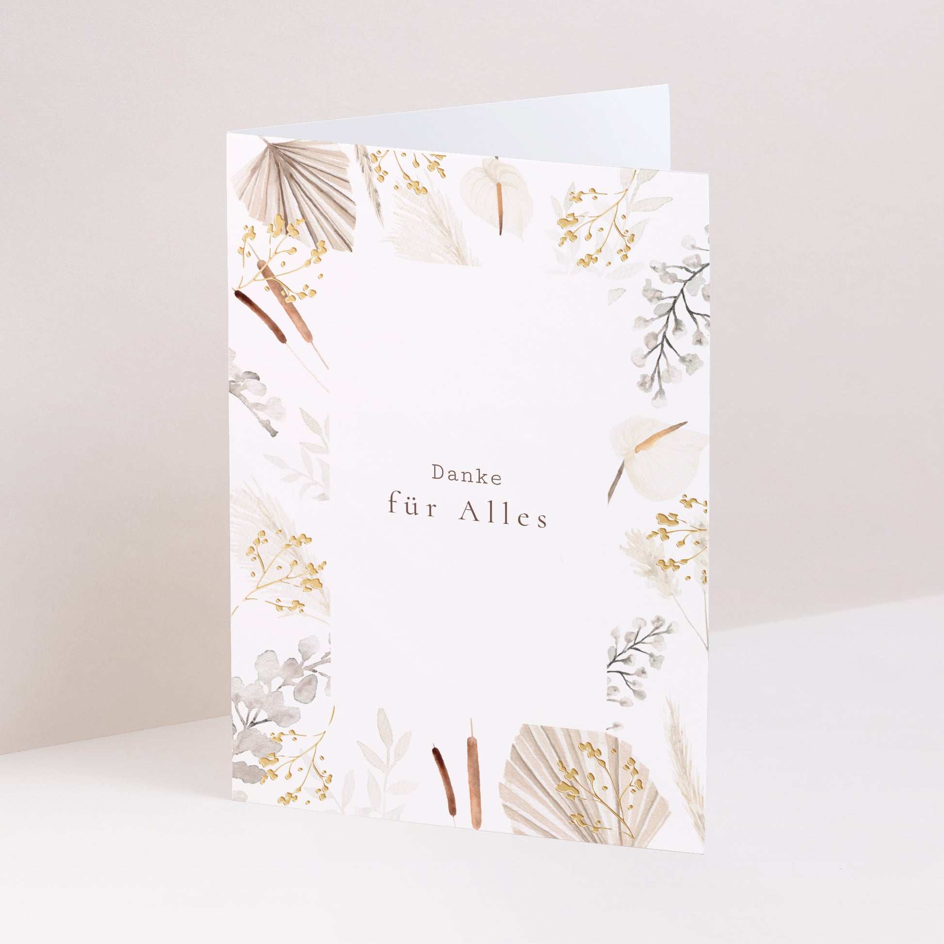 Dankeskarte Hochzeit Doppelflügelporträt Getrocknete Blumen foto N° 1
