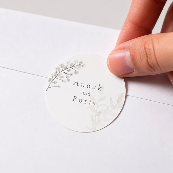 Sticker Hochzeit Rund Getrocknete Blumen foto