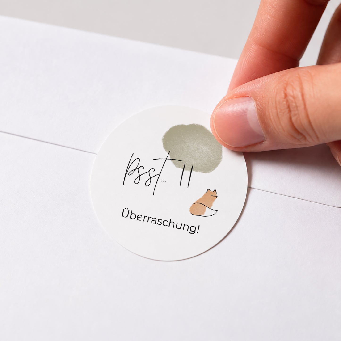 Sticker Geburt Rund Fuchs mit Bleistift foto N° 1