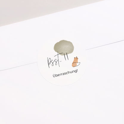 Sticker Geburt Rund Fuchs mit Bleistift foto N° 2