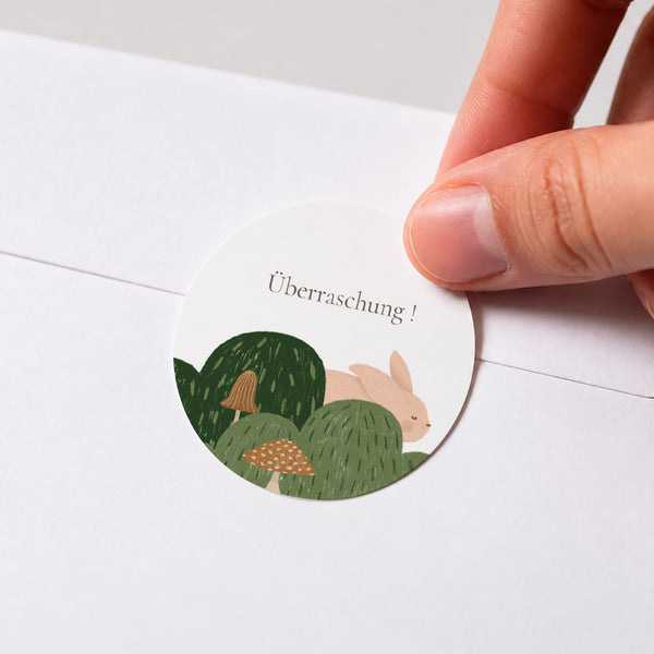 Sticker Geburt Rund Es war einmal die Tiere des Waldes foto