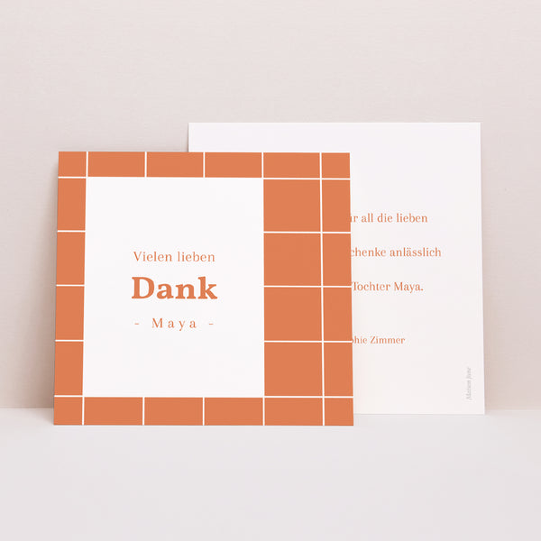 Dankeskarte Geburt Quadrat Tomettes, Dezent foto