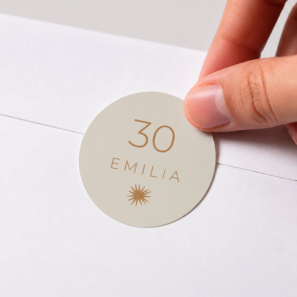 Sticker Geburtstag Rund Sun Party, 30 Jahre, Oval foto