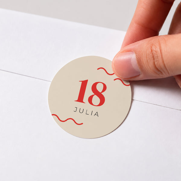 Sticker Geburtstag Rund Arche Foto Mädchen, 18 Jahre foto