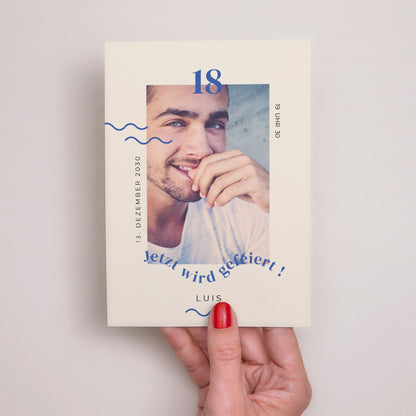 Einladungskarte Geburtstag Junge Foto-Typo, 18 Jahre alt foto N° 2