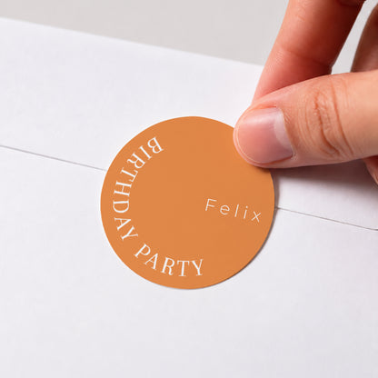 Sticker Geburtstag Rund Orange Flashy Party, Mann foto N° 1