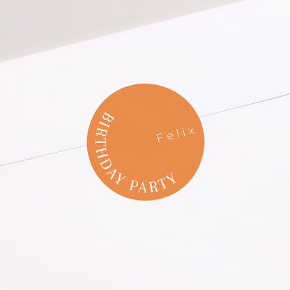Sticker Geburtstag Rund Orange Flashy Party, Mann foto N° 2