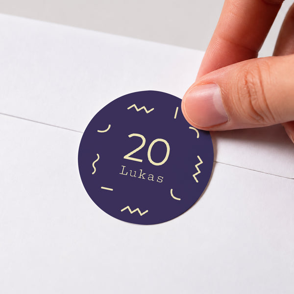 Sticker Geburtstag Rund Goldene Konfetti Pop foto