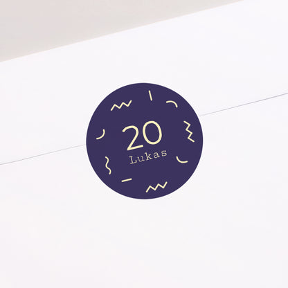 Sticker Geburtstag Rund Goldene Konfetti Pop foto N° 2