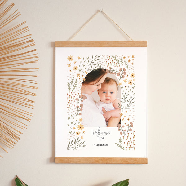 Poster Geburt Porträt Kleine Blumen foto
