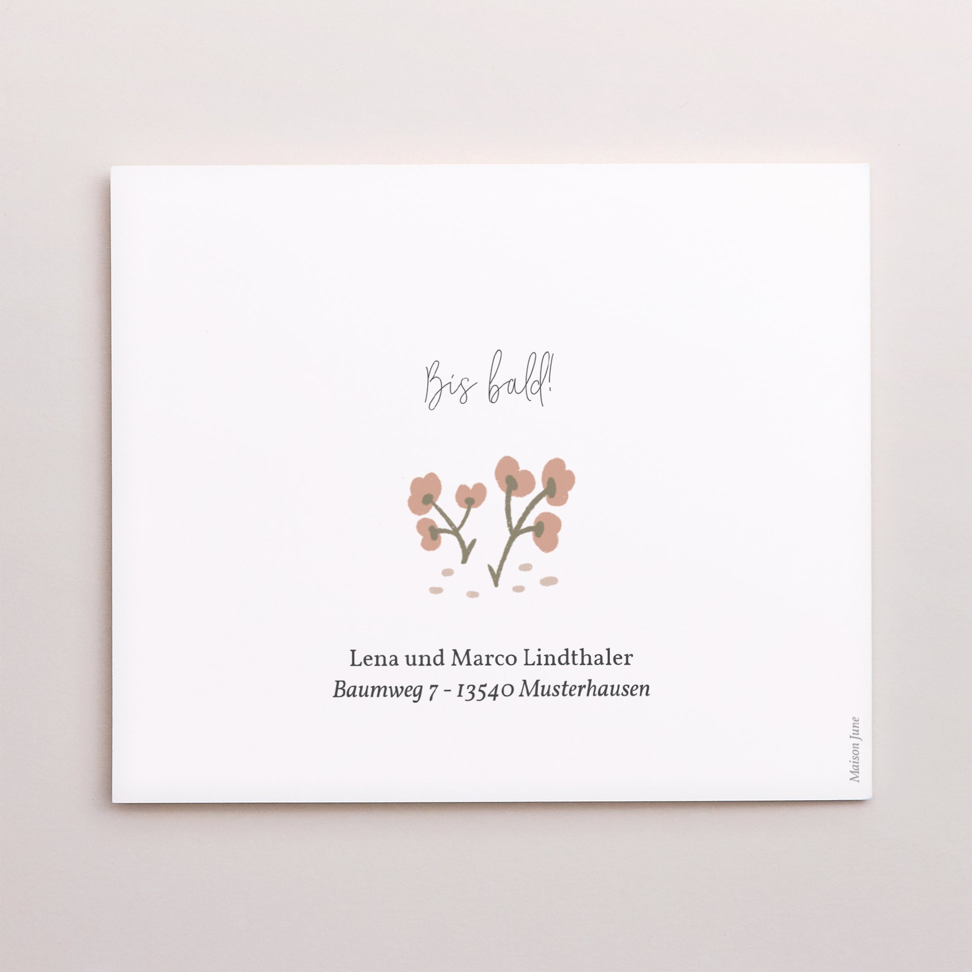 Dankeskarte Geburt Asymmetrische Zweiflügeltür Kleine Blumen foto N° 3