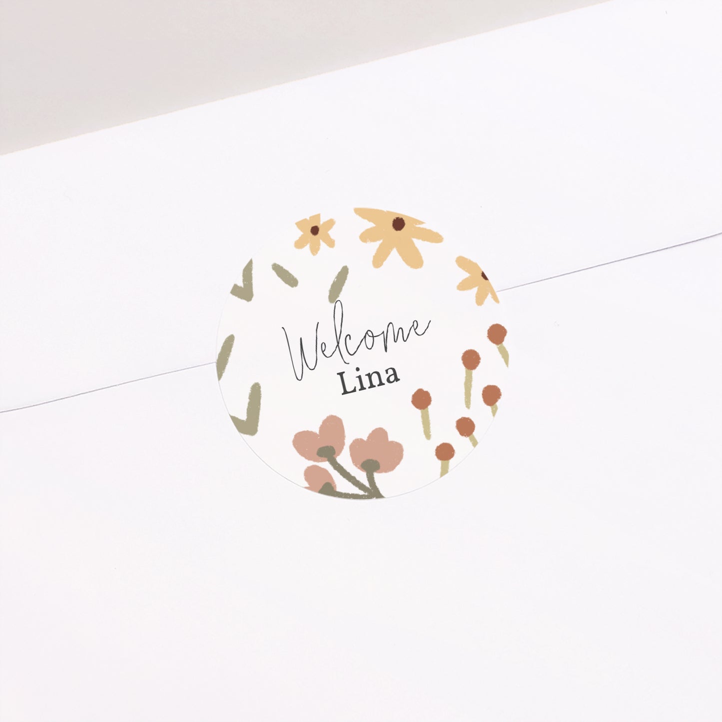 Sticker Geburt Rund Kleine Blumen foto N° 2