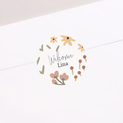 Sticker Geburt Rund Kleine Blumen foto N° 2