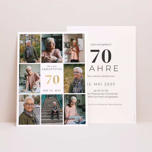 Einladungskarte Geburtstag 8 Fotos, 70 Jahre foto