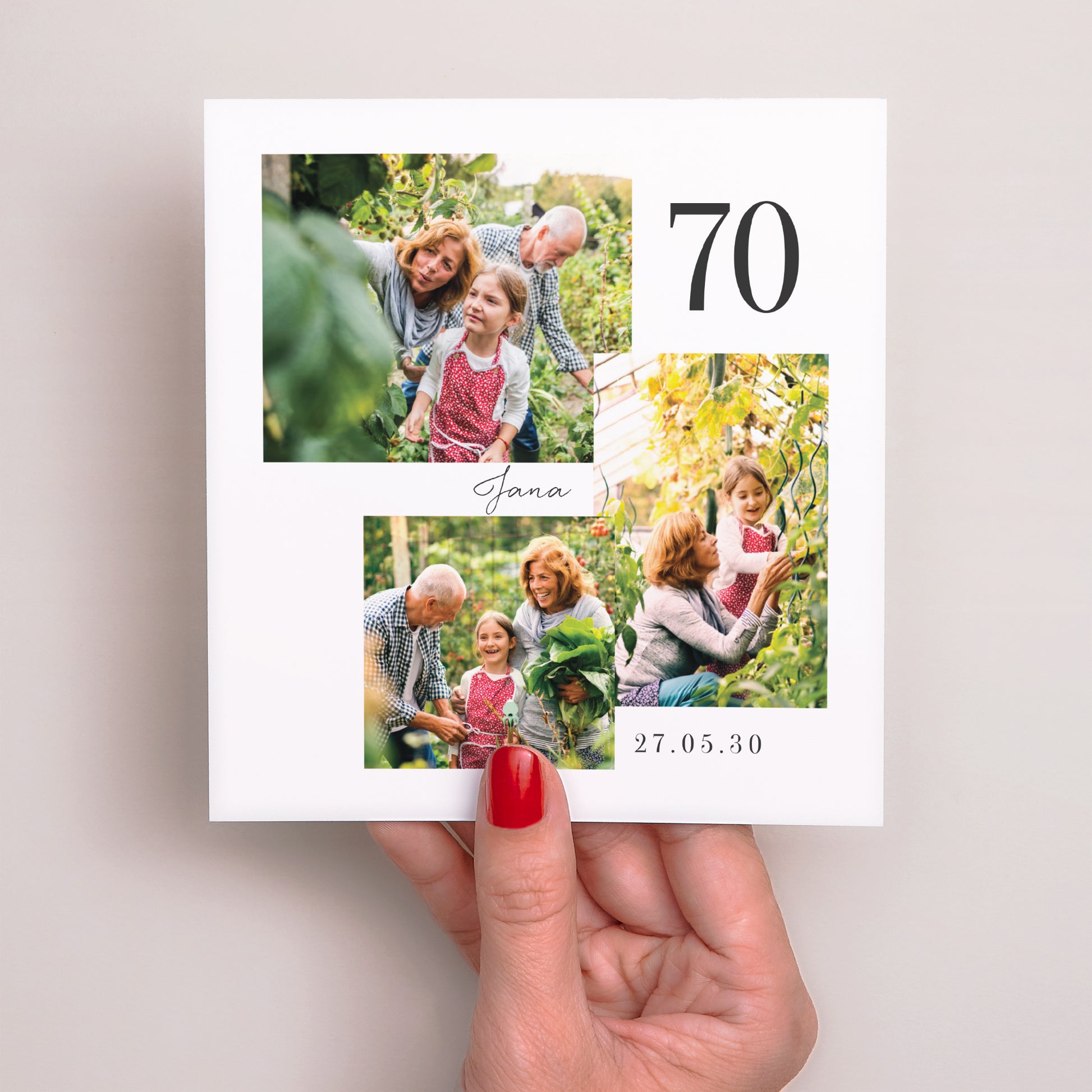 Einladungskarte Geburtstag Quadrat Fotomontage 70 Jahre foto N° 2