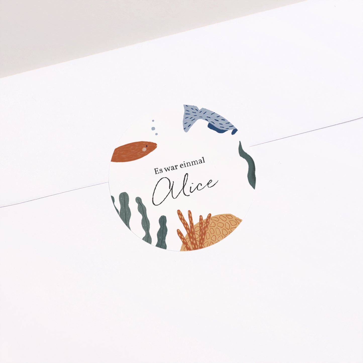 Sticker Geburt Rund Es waren einmal die Meerestiere foto N° 2