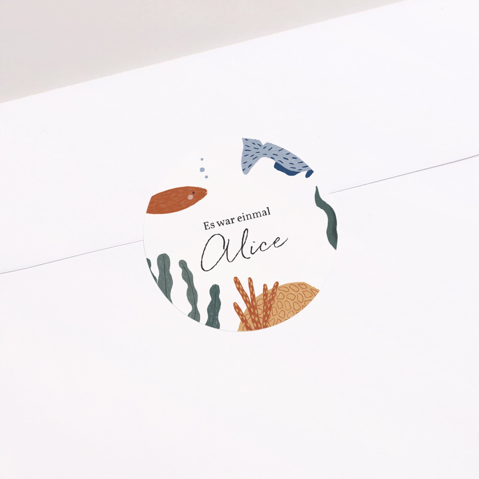 Sticker Geburt Rund Es waren einmal die Meerestiere foto N° 2