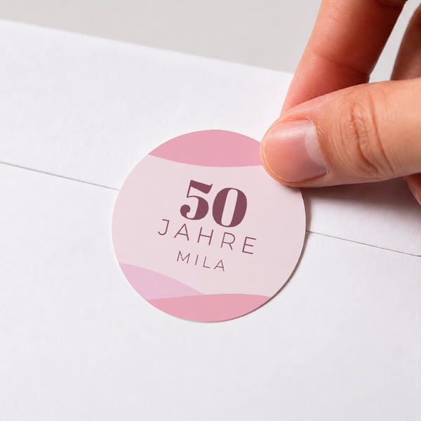 Sticker Geburtstag Rund Camaïeu Rosa, 50 Jahre foto