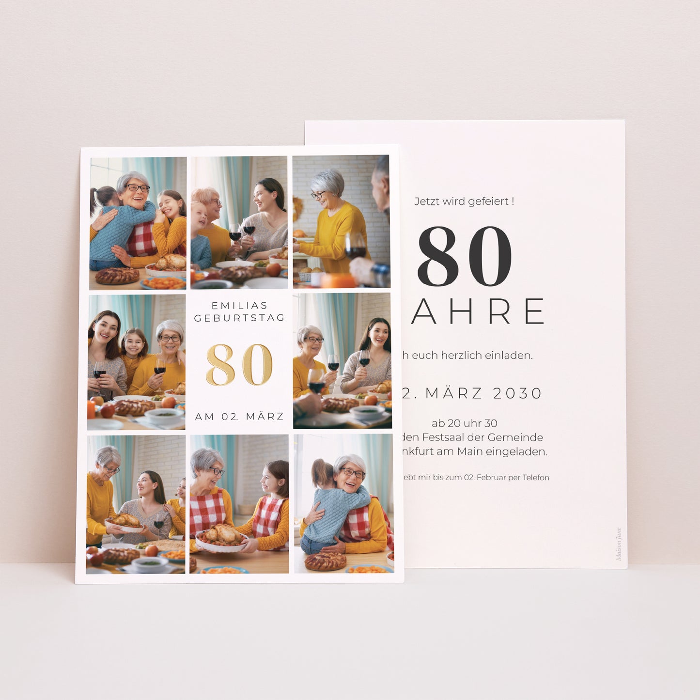 Einladungskarte Geburtstag 8 Fotos, 80 Jahre foto N° 1