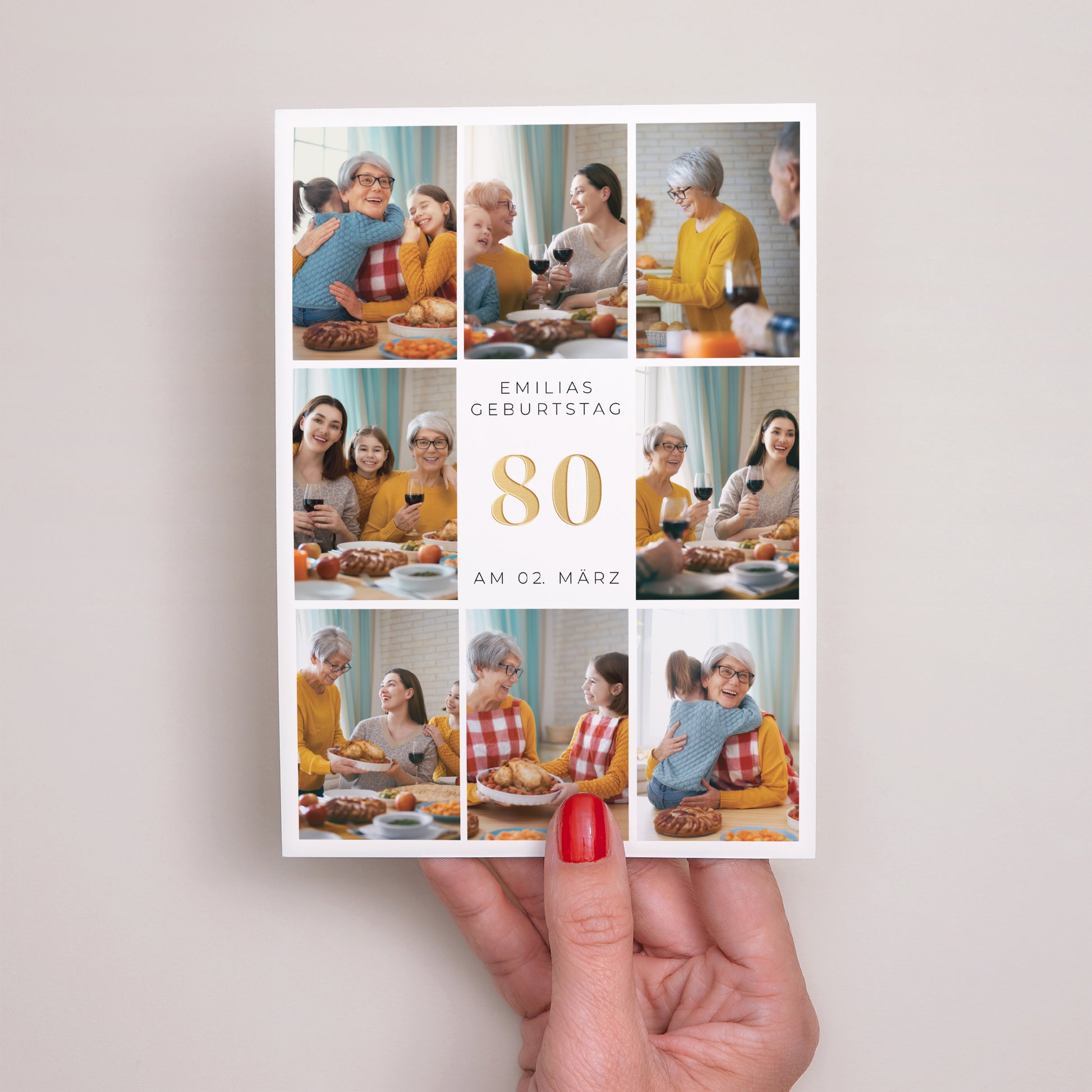 Einladungskarte Geburtstag 8 Fotos, 80 Jahre foto N° 2