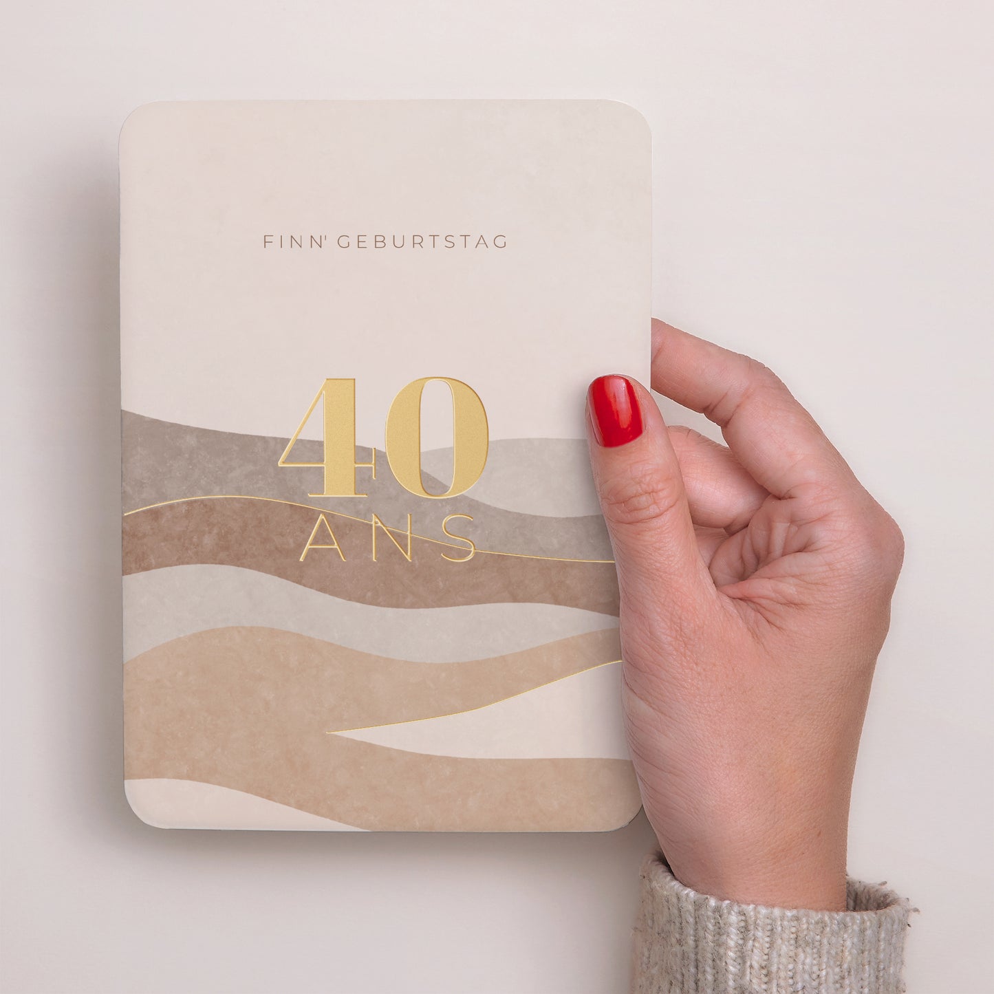 Einladungskarte Geburtstag Porträt, abgerundete Kanten Camaïeu Beige 40 Jahre foto N° 2