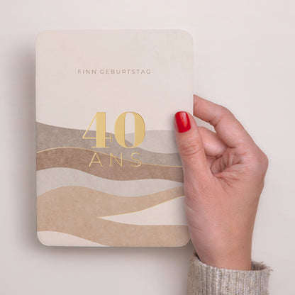 Einladungskarte Geburtstag Porträt, abgerundete Kanten Camaïeu Beige 40 Jahre foto N° 2