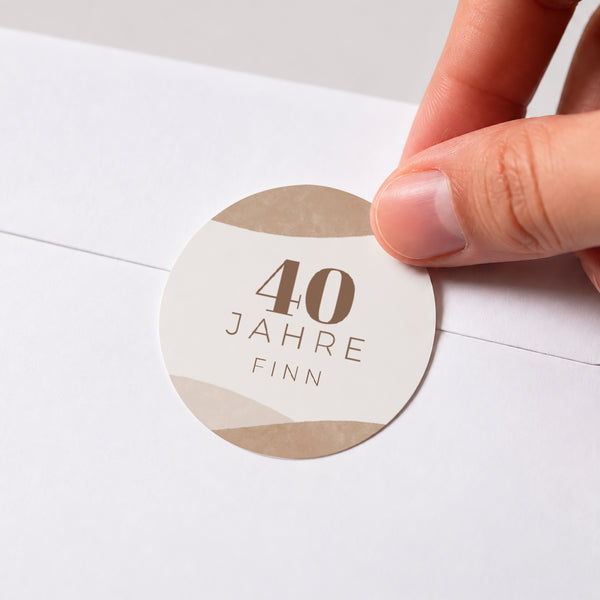 Sticker Geburtstag Rund Camaïeu Beige 40 Jahre foto