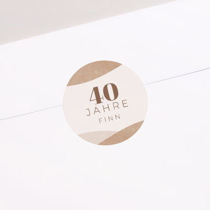 Sticker Geburtstag Rund Camaïeu Beige 40 Jahre foto N° 2