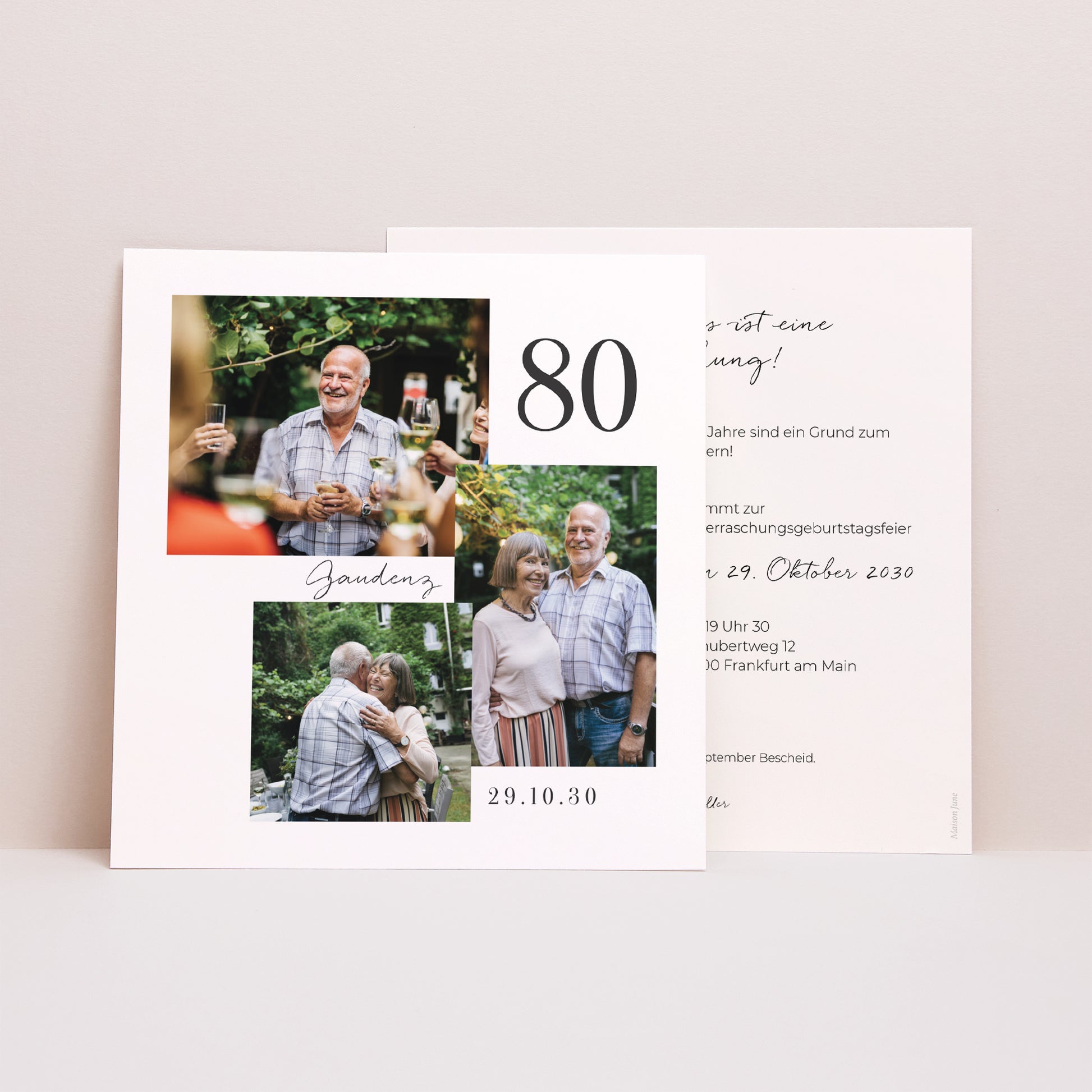 Einladungskarte Geburtstag Quadrat Geburtstag 80 Jahre gemischtes Quadrat Foto foto N° 1