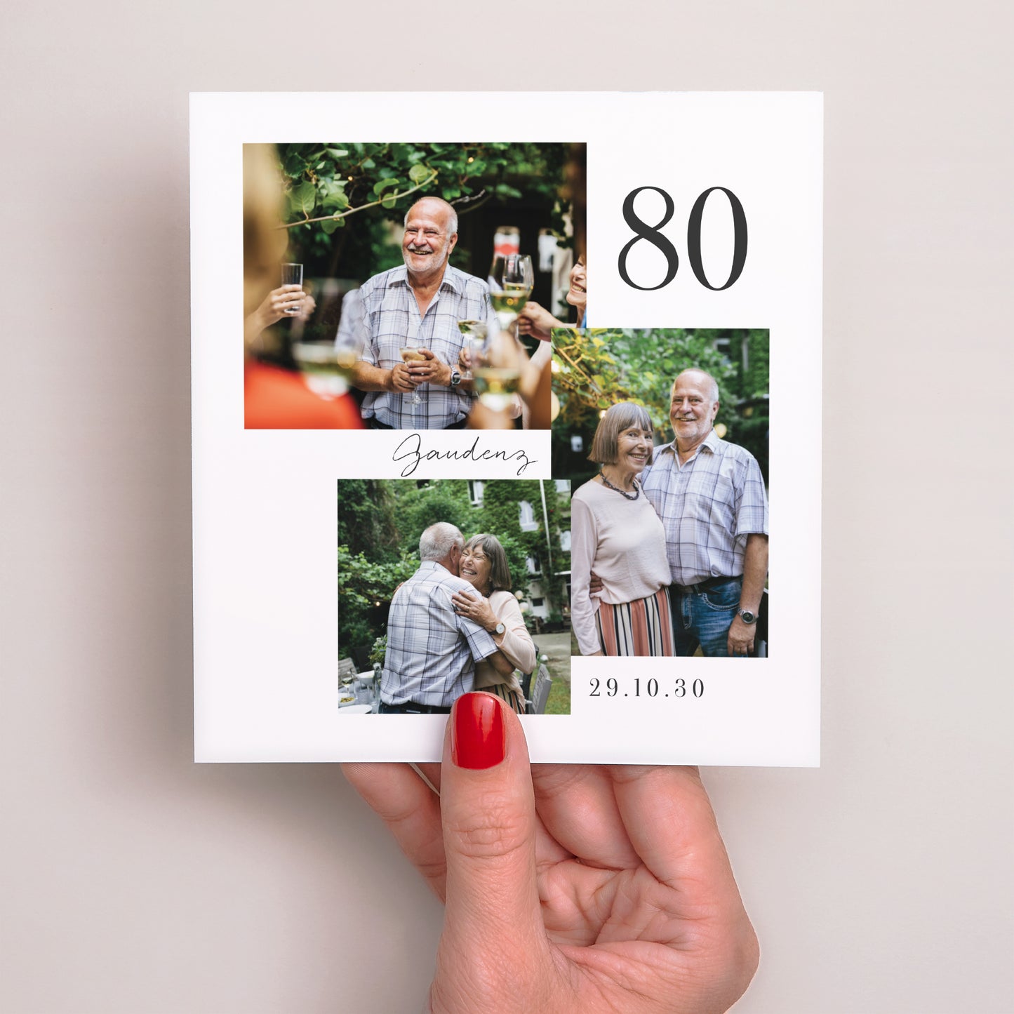 Einladungskarte Geburtstag Quadrat Geburtstag 80 Jahre gemischtes Quadrat Foto foto N° 2