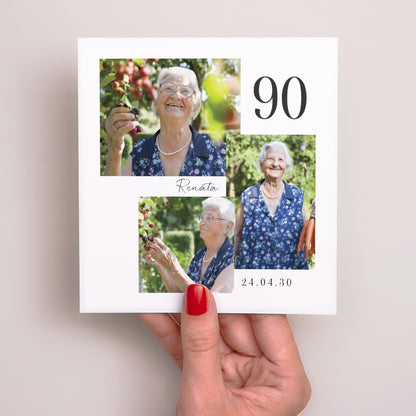 Einladungskarte Geburtstag Quadrat Geburtstag 90 Jahre gemischtes Quadrat Foto foto N° 2