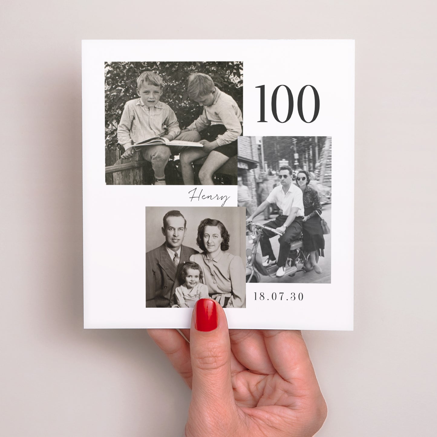 Einladungskarte Geburtstag Quadrat Geburtstag 100 Jahre gemischtes Quadrat Foto foto N° 2