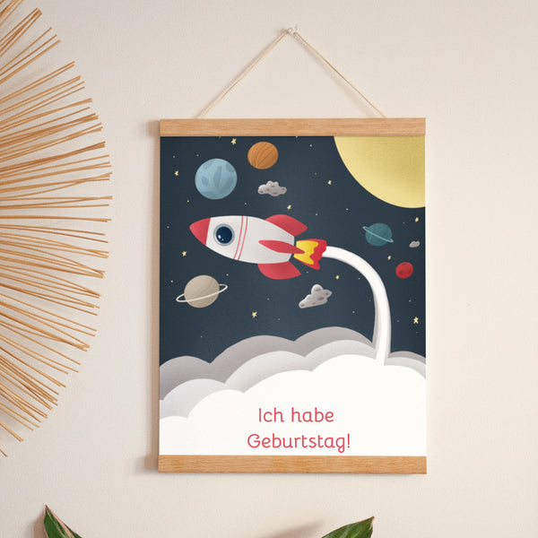 Poster Kindergeburtstag Porträt Rakete foto