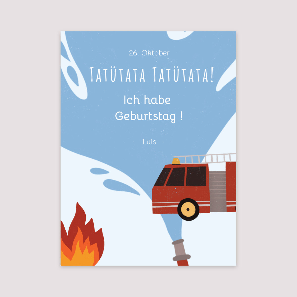 Poster Kindergeburtstag Porträt Feuerwehrmann in Flammen! foto N° 2