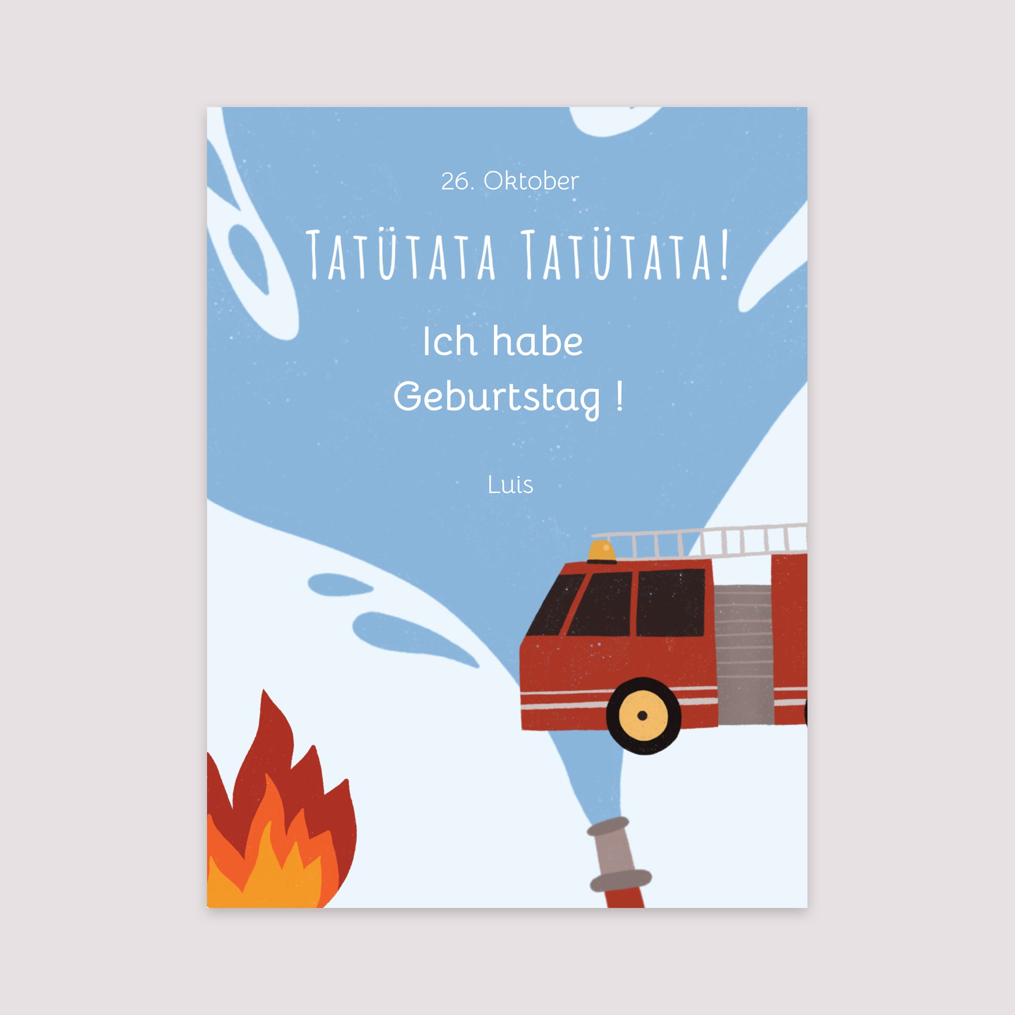 Poster Kindergeburtstag Porträt Feuerwehrmann in Flammen! foto N° 2