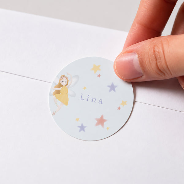 Sticker Kindergeburtstag Rund Hübsche Fee foto