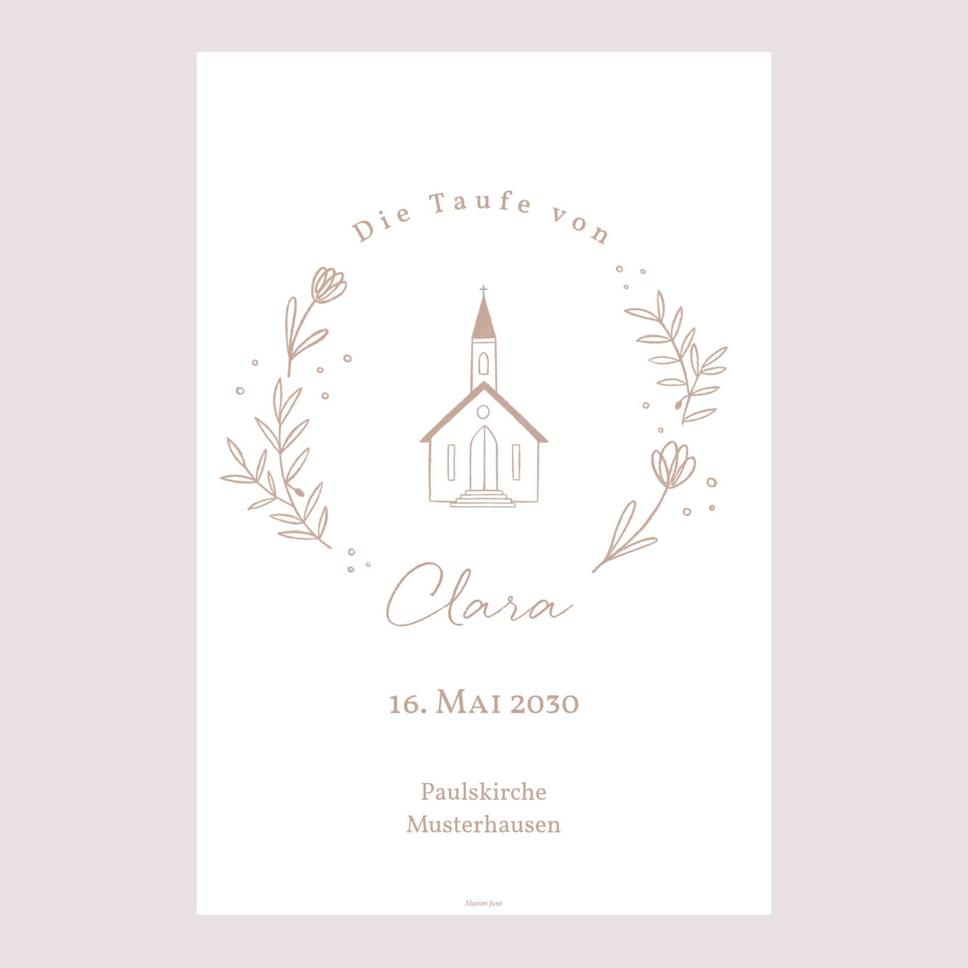 Begrüßungstafel Taufe Porträt 60 x 90 cm Kirche mit rosafarbener Kreide foto N° 2