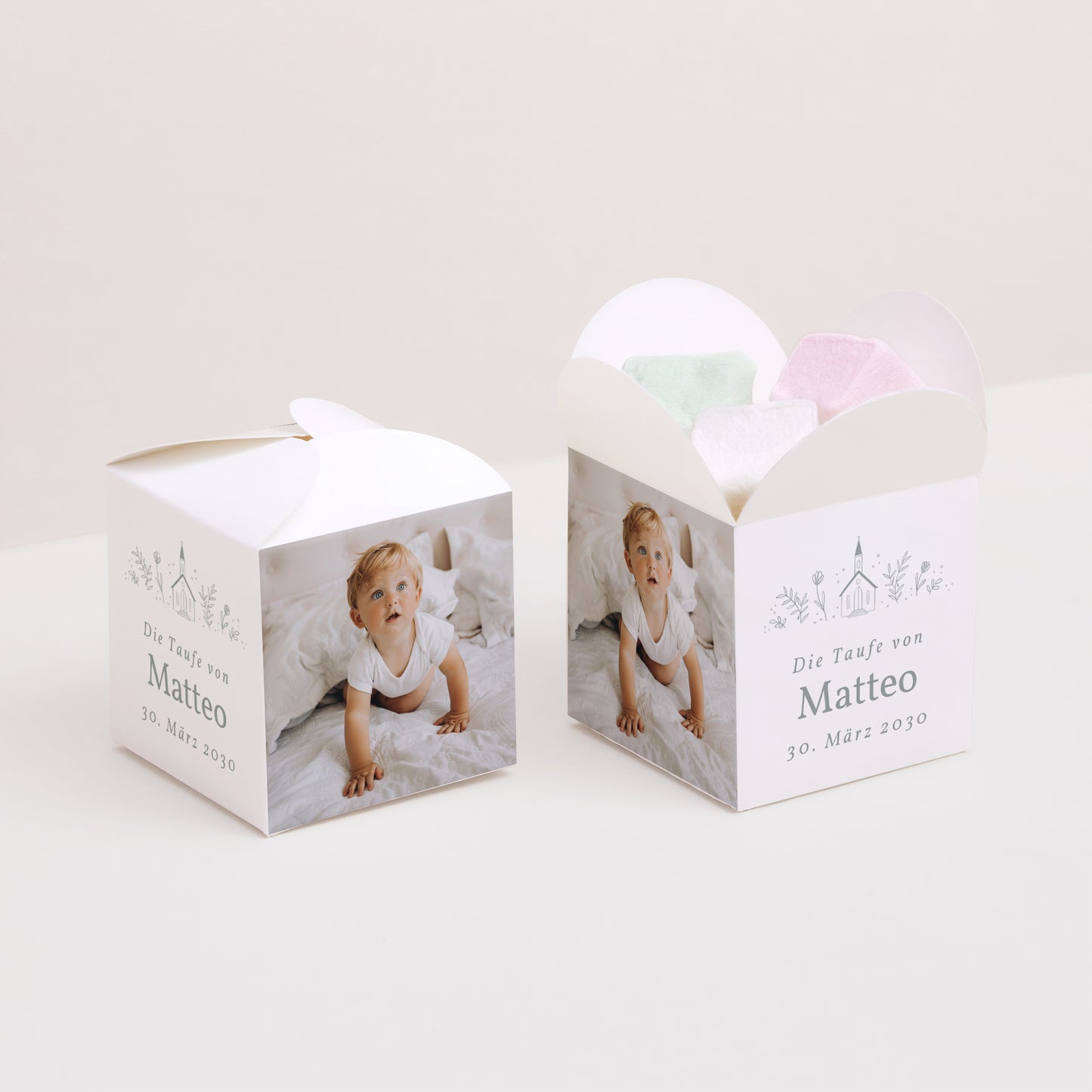 Geschenkbox Taufe Schmetterlingsöffnung Kreidekirche foto N° 2