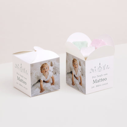 Geschenkbox Taufe Schmetterlingsöffnung Kreidekirche foto N° 2